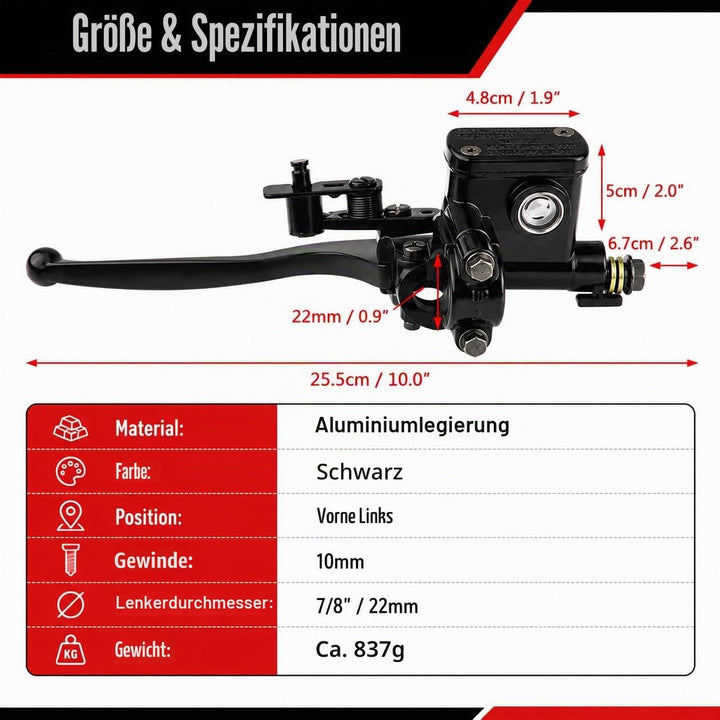 Kupplung Bremshebel Hauptbremszylinder, 7/8" 22mm Links Motorrad Bremshebel Hauptbremszylinder Kuppl