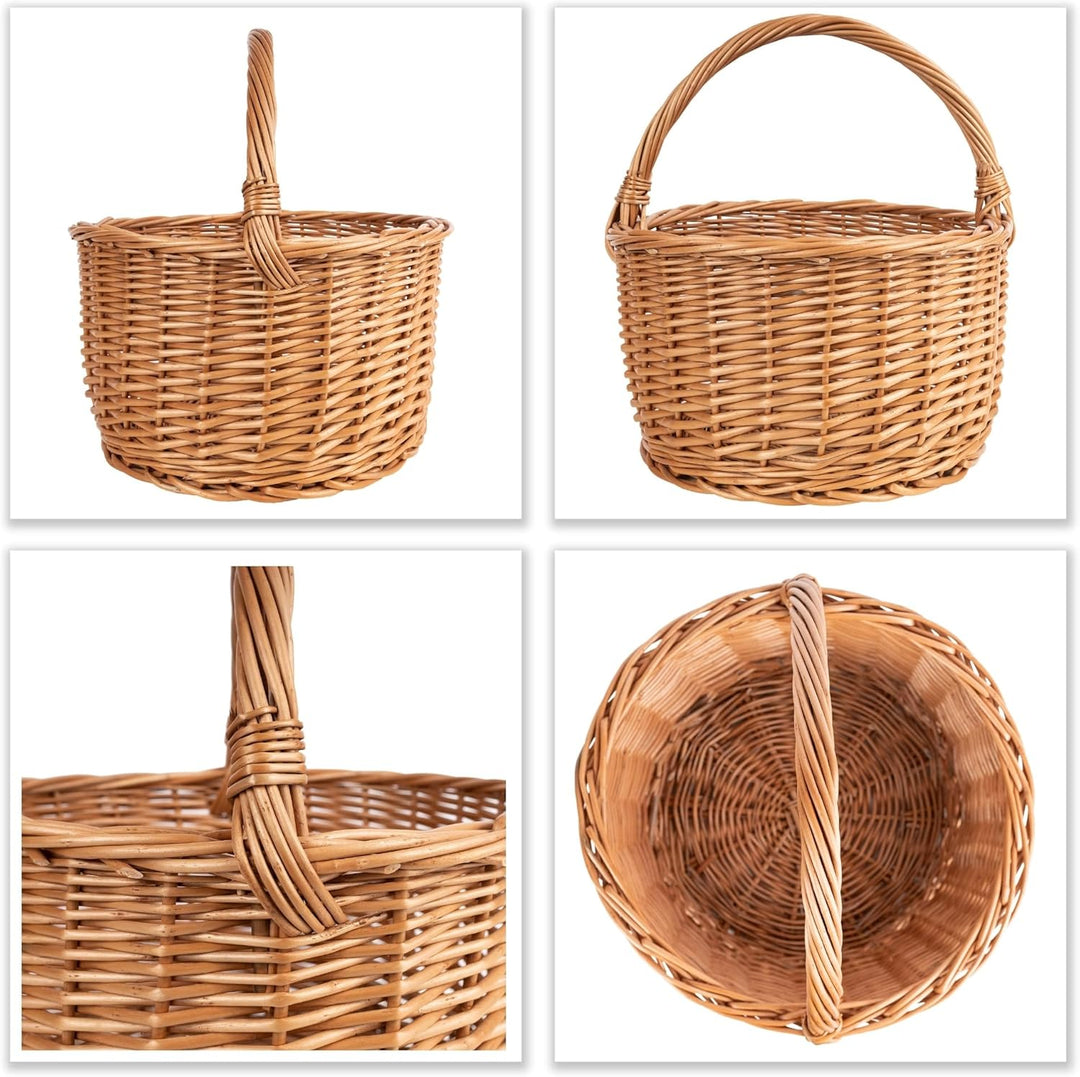 Creative Home Weidenkorb mit Henkel | 35 x 35 x 36 cm (+/- 2 cm) Gross und Leicht | Handgeflochten,