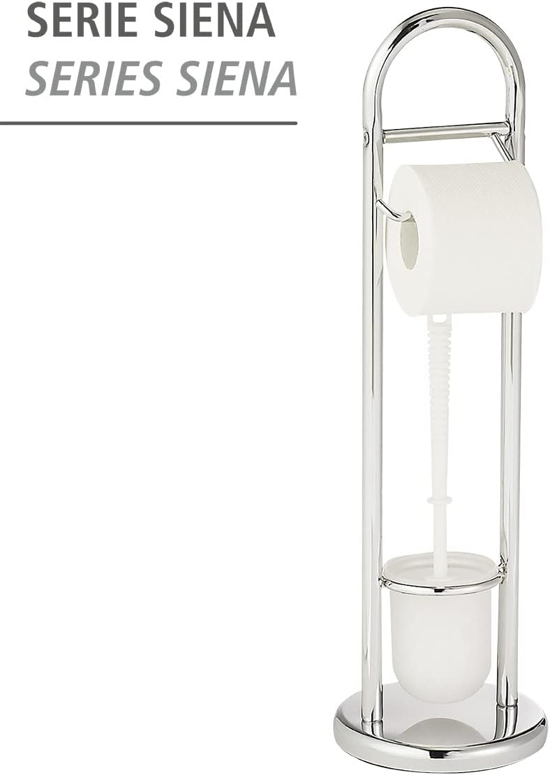 WENKO Stand WC-Garnitur Mod. Siena, Ständer für Toilettenpapier & Toilettenbürste, WC-Papierhalter,