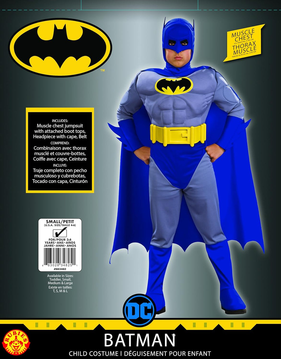 Rubie's Official DC Comics Batman Brave & The Bold Childs Deluxe Costume, Muscle Chest, S