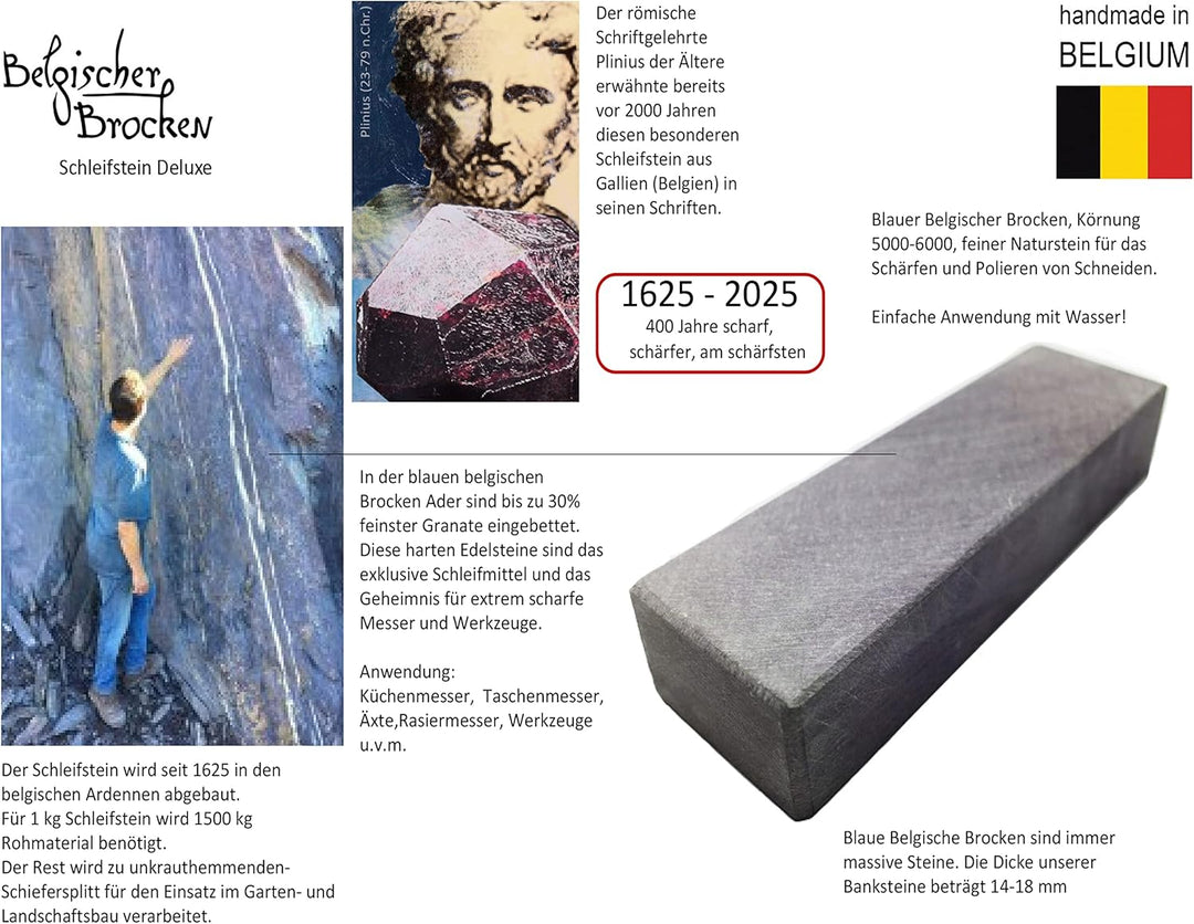 Schleifstein Belgischer Brocken blau Grösse 100x60 mit Edelsteinen Messer-Schärfer