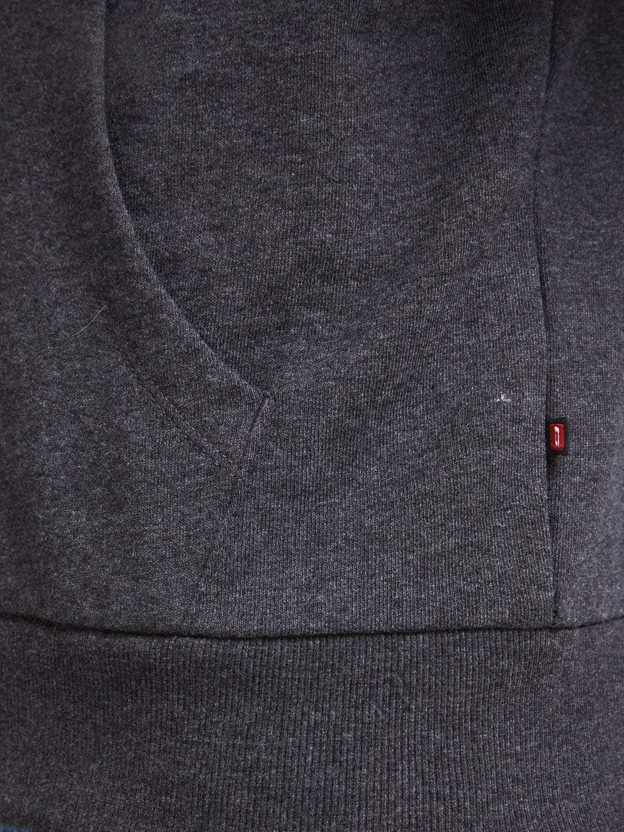 JACK & JONES Hoody Herren mit Kapuze S Grau (Dark Grey Melange Fit:reg Fit - Melange), S Grau (Dark