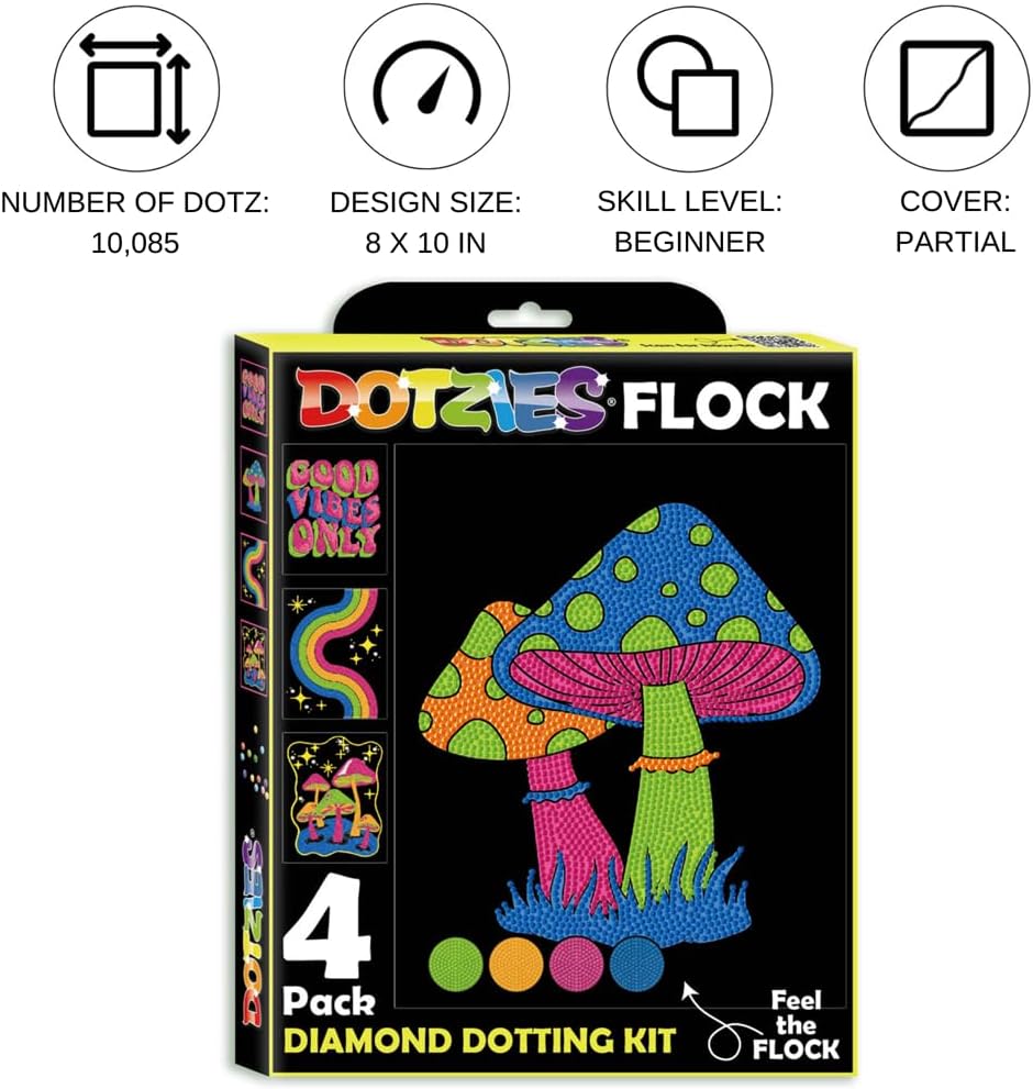 DIAMOND DOTZ Neon Flock Good Vibes Diamant-Malset für Erwachsene, bunte Diamant-Kunst-Kits, entspann