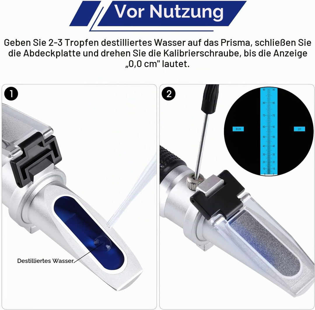 Brix Refraktometer 0~90%, Handrefraktometer für Zucker, Brix Messgerät, hohe Genauigkeit mit ATC für