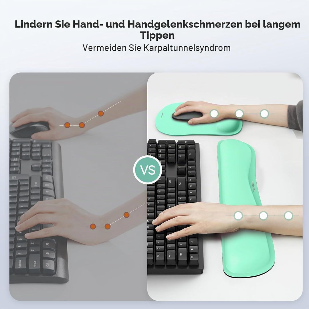 TECKNET Mauspad mit Handauflage, Gelkissen Mousepad und Ergonomische Memory Foam Tastatur Handgelenk