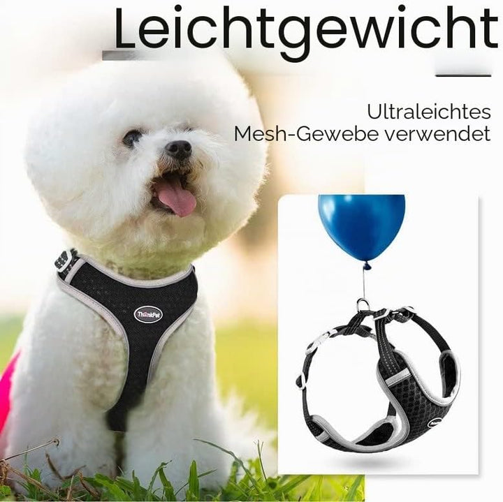 ThinkPet No-Pull Hundegeschirr, Atmungsaktiv Brustgeschirr für Kleine Mittlere Grosse Hunde, Einstel