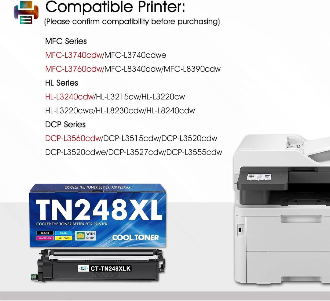 TN248 MFC-L3740CDW TN248XL TN-248XL Toner: Kompatibel für MFC-L3760CDW TN-248 Brother DCP-L3560CDW T