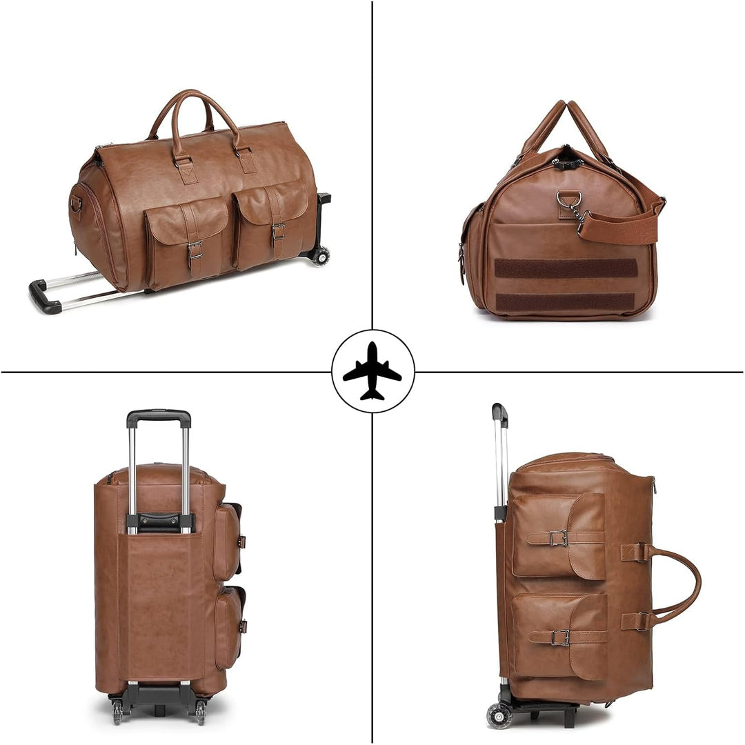 seyfocnia Kleidersack mit Rollen, Reise-Kleidersack mit Schuhfach, Rolltasche mit Rollen A4, Braun,