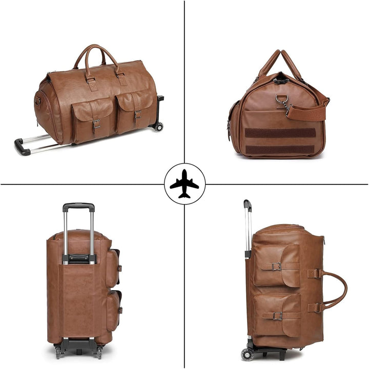 seyfocnia Kleidersack mit Rollen, Reise-Kleidersack mit Schuhfach, Rolltasche mit Rollen A4, Braun,