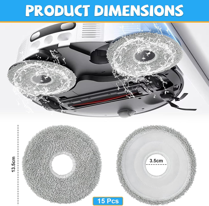 15 Stück Mopptücher Wischplatten Wischpad Zubehör Kompatibel mit Dreame X10/X20/X30 Pro/S10/X30 Pro