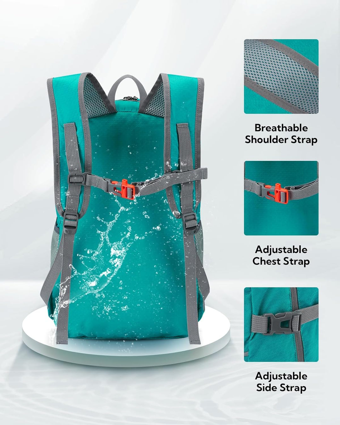 WATERFLY Faltbarer Rucksack Ultraleicht Wanderrucksack: 25L Leichter Tagesrucksack Sportlich Packabl