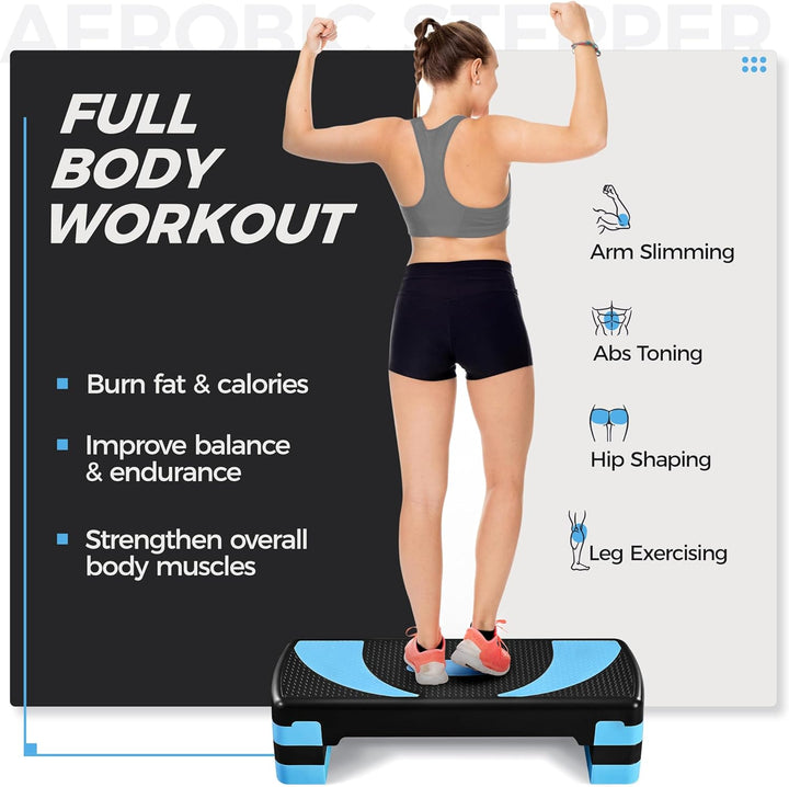 Yaheetech Steppbrett Fitness Aerobic Stepper Höhenverstellbar Step Bench mit 3 Stufen (10/15/20 cm)