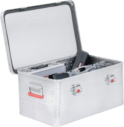 STIER Alubox, Aluminiumbox 135L, Staub- und spritzwasserresistent mit Gummidichtung und 2 Klapphandg