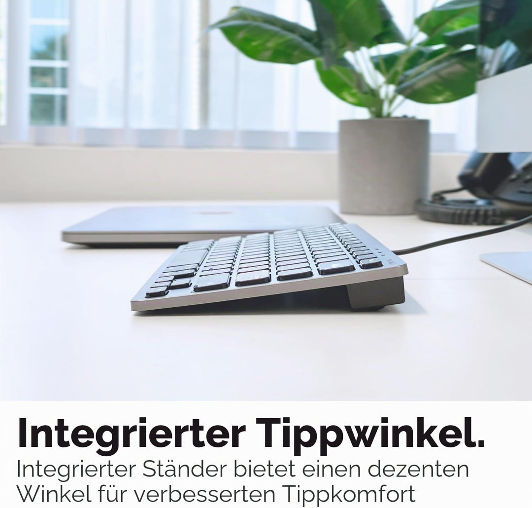 Macally Schlanke USB-Tastatur für Apple Mac, iMac, MacBook Pro/Air, Mac Mini, Windows PC Desktops, L
