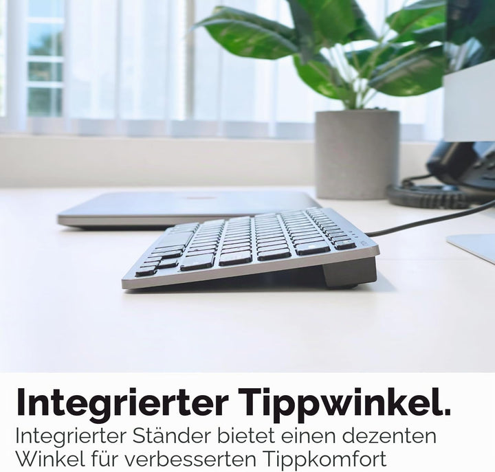 Macally Schlanke USB-Tastatur für Apple Mac, iMac, MacBook Pro/Air, Mac Mini, Windows PC Desktops, L