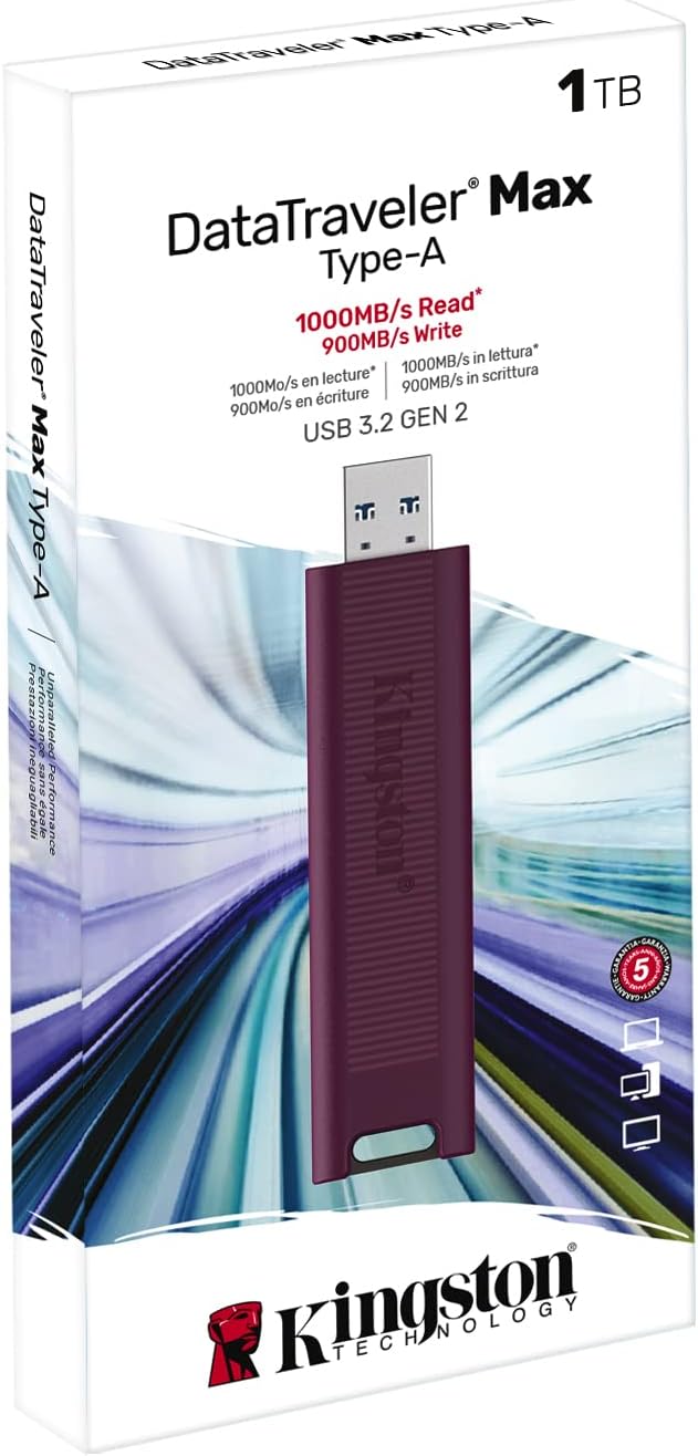 Kingston DataTraveler Max Typ-A USB 3.2 Gen 2 1000R/900W USB-Stick 1TB - DTMAXA/1TB 1TB USB-A, 1TB U