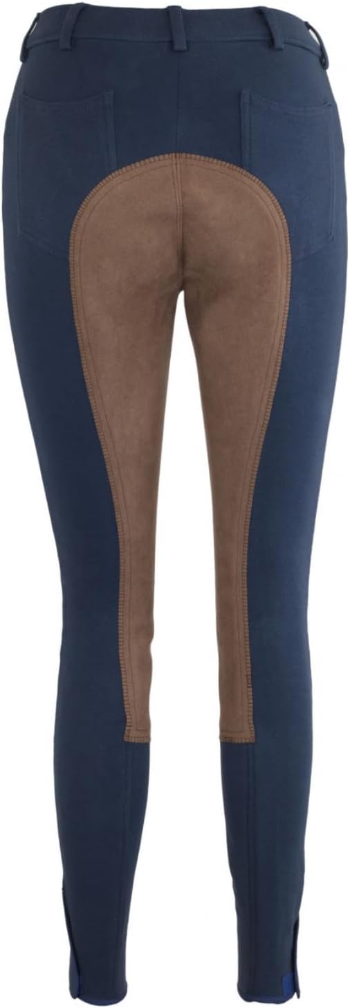 RL24 - Damen Reithose Vollbesatz BASICLINE, Dunkelblau/Hellbraun
