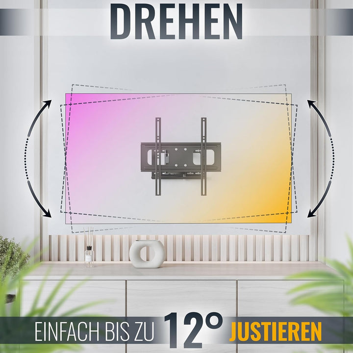 RICOO TV Wandhalterung Fernseher Schwenkbar Neigbar Flach für 32-60 Zoll, Universal TV Halterung S25