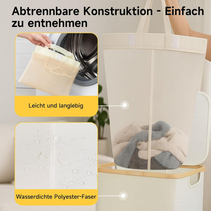 100L Extra grosser faltbarer Wäschekorb mit Deckel - Wäschekorb für schmutzige Kleidung & zusammenkl
