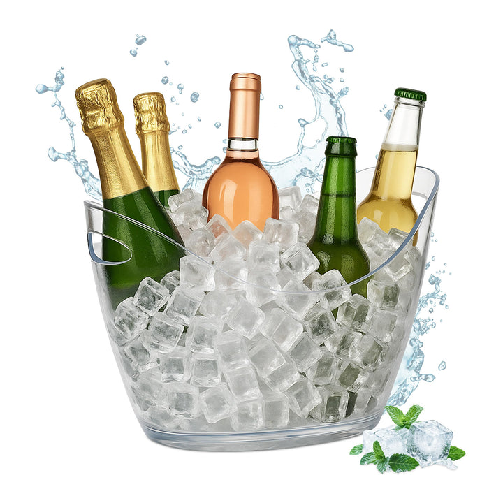 Relaxdays Getränkekühler, 6l Partywanne, Sekt, Bier, Wein kühlen, Kunststoff, HxBxT: 25,5 x 34,5 x 2