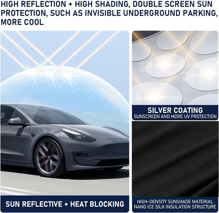 Tesla 2021 2022 2023 Model 3 Sonnenblenden für Glasdach, Auto Schiebedach Glas Schatten faltbar Sonn