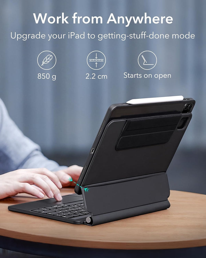 ESR für iPad Air 11" (M4/M3/M2)/Pro 11" Hülle mit Tastatur | für iPad Air 5/4. Gen, Sicherer Magnetv