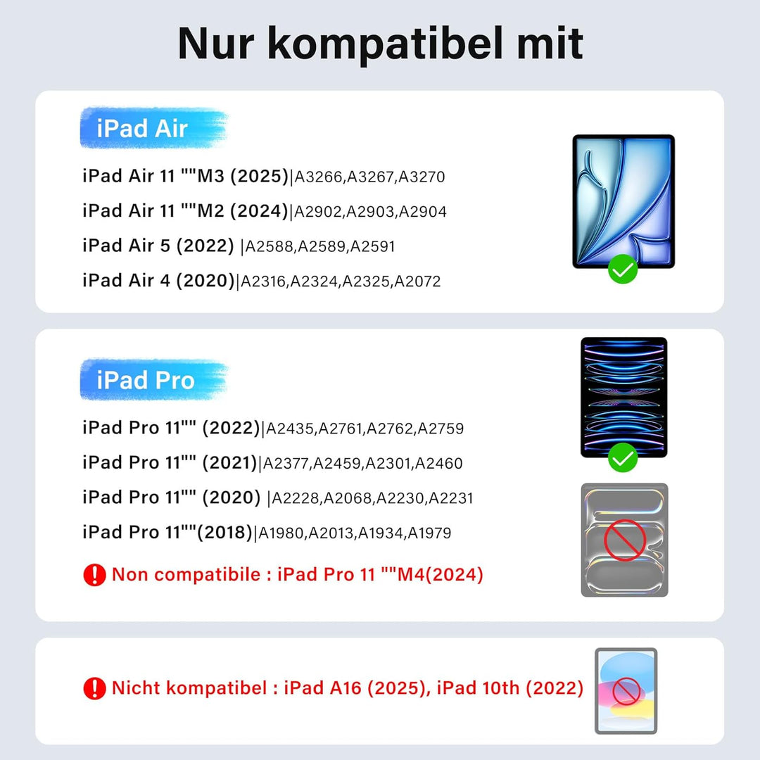 aMZCaSE Magnetische Tastatur Hülle für iPad Air 5/4,Air 11 Zoll M3/M2 (2025/2024),Magic Keyboard mit