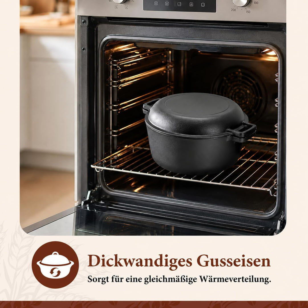 Gusseisen Dutch Oven 5 QT Brotbacktopf Emaille Bräter mit Gärkörbchen Banneton Sauerteig Backset zum