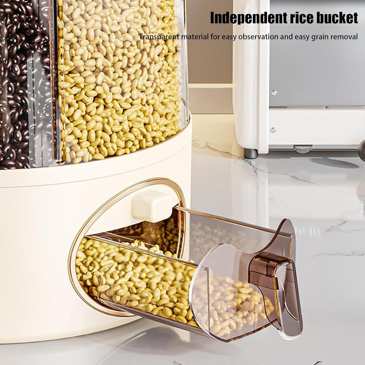Generisch - 6-Grid Rotating Food Dispenser | Modern Rotating Storage | Multi-Compartment Grain Dispe