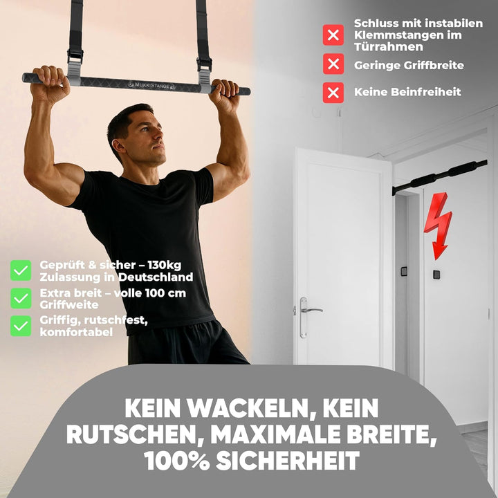 Klimmzugstange Decke, abnehmbar, höhenverstellbar, griffig, platzsparend, verstaubar, zum Aufhängen,