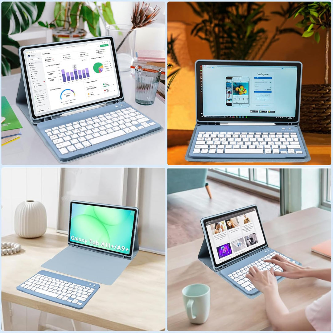 Tastatur Hülle für Samsung Tab A11+ Plus/A9+ Plus 11 Zoll,Deutsches QWERTZ-Layout Tastaturen Hülle m