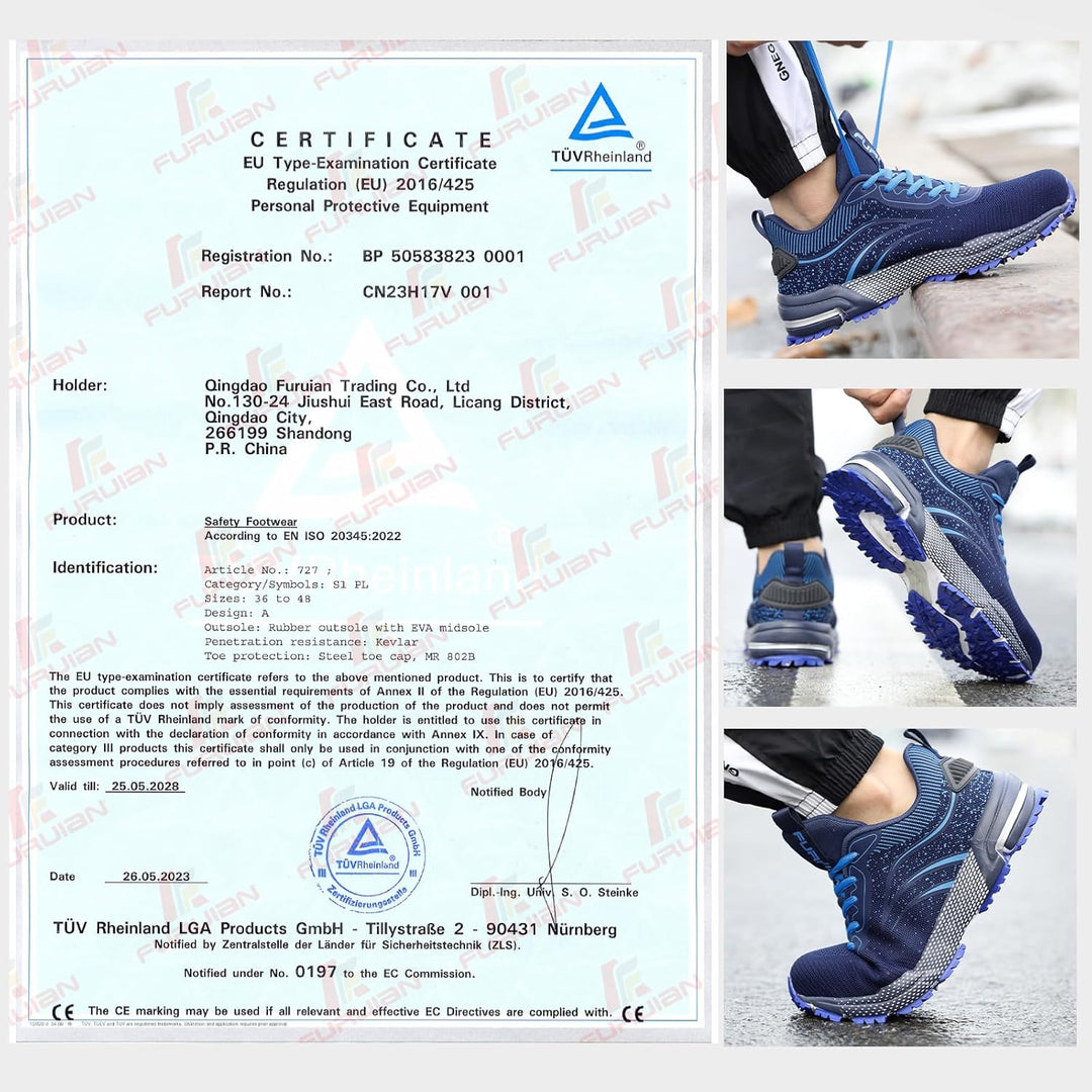 Furuian Sicherheitsschuhe Herren Arbeitsschuhe Herren Damen Leicht Sportlich Atmungsaktiv Schutzschu