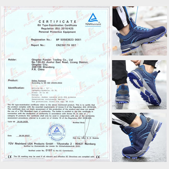 Furuian Sicherheitsschuhe Herren Arbeitsschuhe Herren Damen Leicht Sportlich Atmungsaktiv Schutzschu
