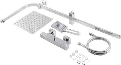 'aquaSu® Duschsystem Tela mit Thermostat-Armatur, Kopfbrause & Handbrause | Handbrause: 3-strahlig |