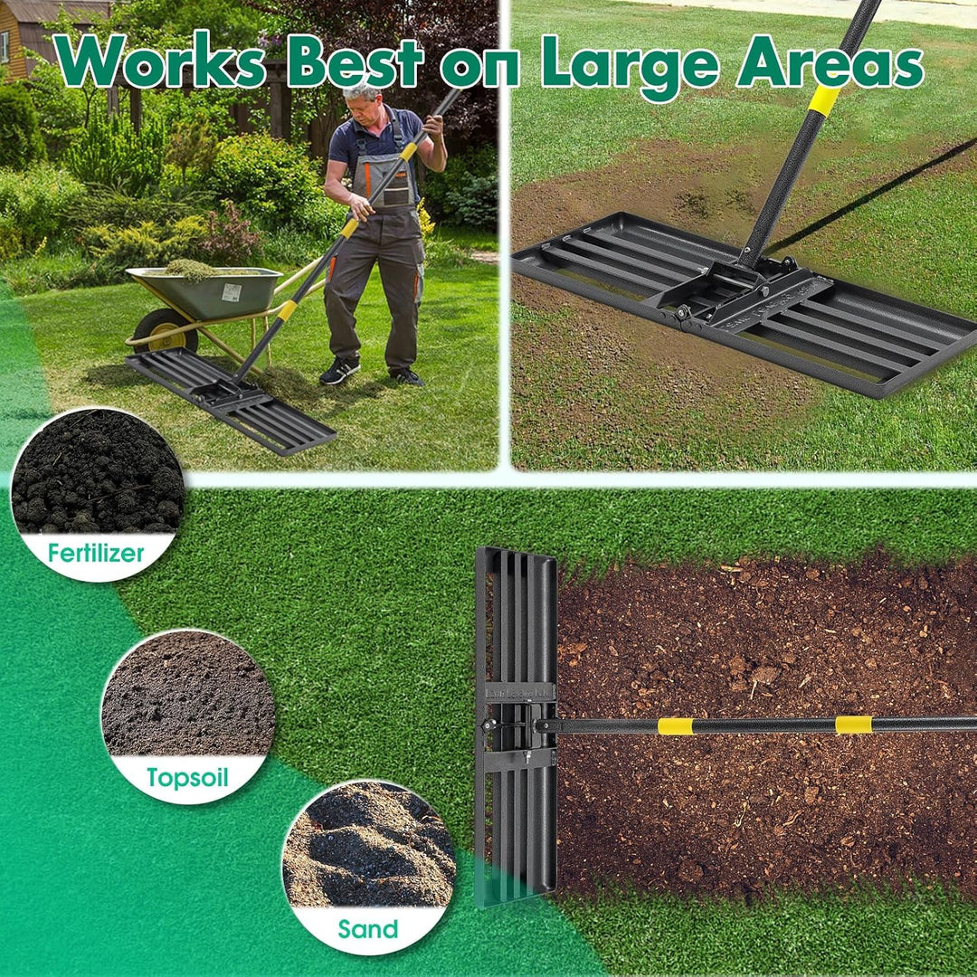 Rasenrechen Rasen Nivellierrechen Metall 182cm Golf Gartengras Surface Rasenwerkzeug Rakel für Rasen