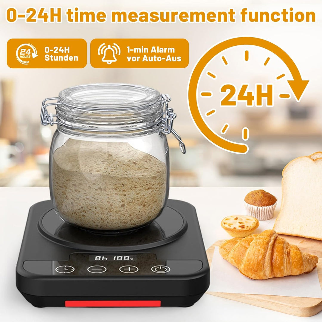 Sauerteigstarterwärmer mit Präzisions-Thermostat (21-38°C) &12h Timer, Sauerteig Starter Warmer mit
