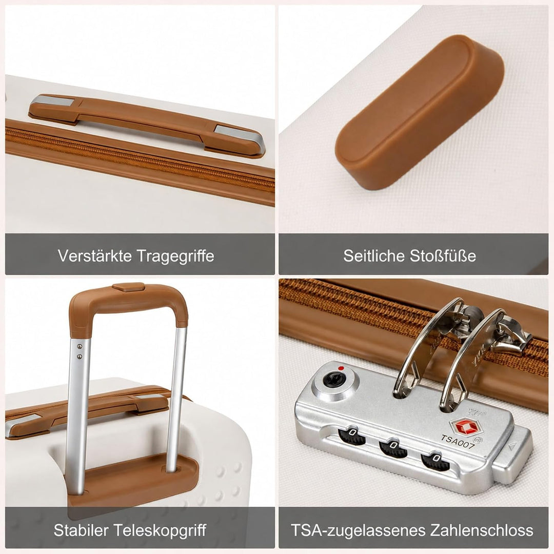 KONO Koffer Reisekoffer Trolley Kofferset 2 Teilig von ABS+PC Hartschalenkoffer mit TSA-Schloss, 4 R