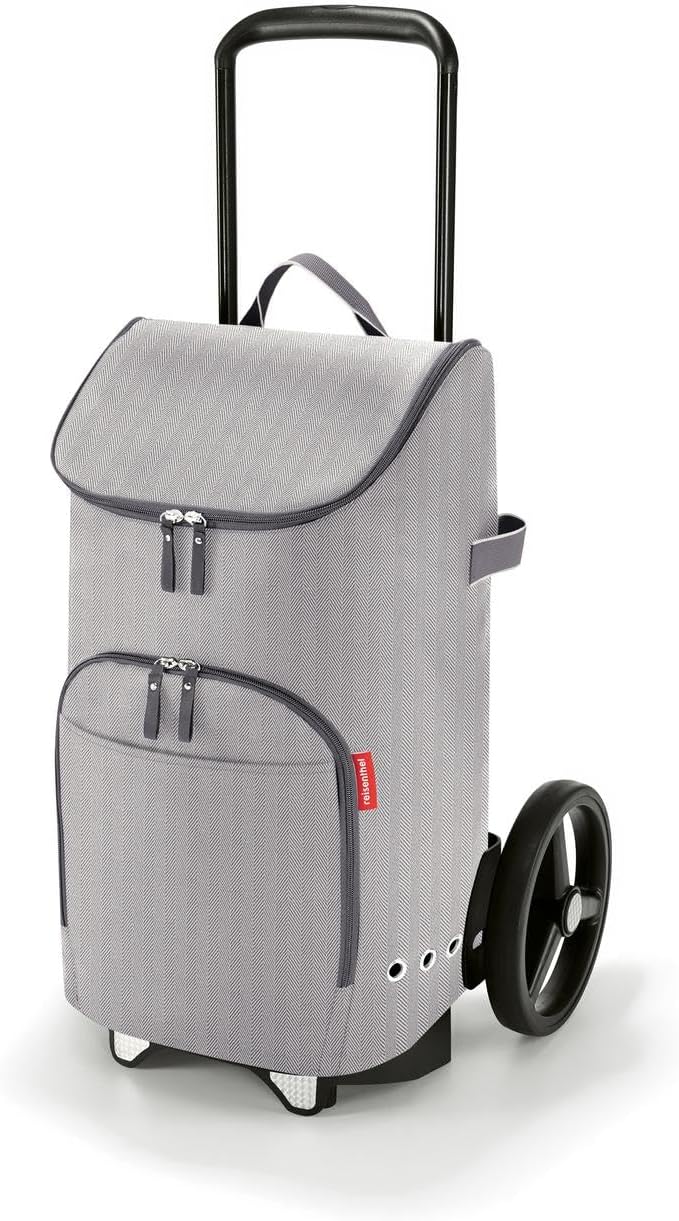 reisenthel citycruiser Set (Rack + Bag) Herringbone Grey - Praktischer Einkaufstrolley mit Mehreren