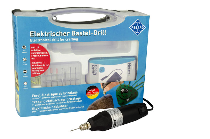 Pebaro 0508EKR Elektrischer Bastel-Drill, extra starke Kleinbohrmaschine mit Kugellager, 4 Schleifst
