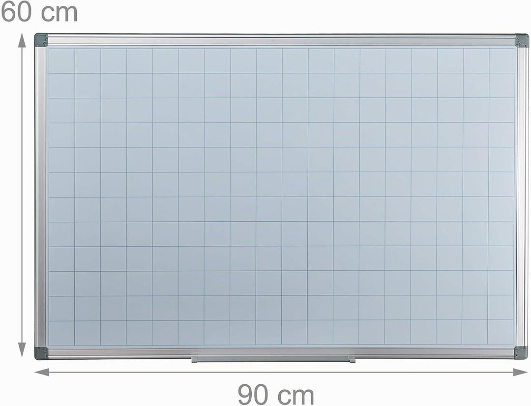 Relaxdays Whiteboard, mit Raster 5x5 cm, Magnettafel abwischbar, magnetisch, Stiftablage, Magnetwand