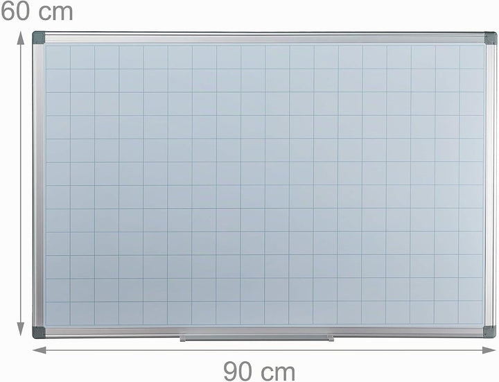 Relaxdays Whiteboard, mit Raster 5x5 cm, Magnettafel abwischbar, magnetisch, Stiftablage, Magnetwand