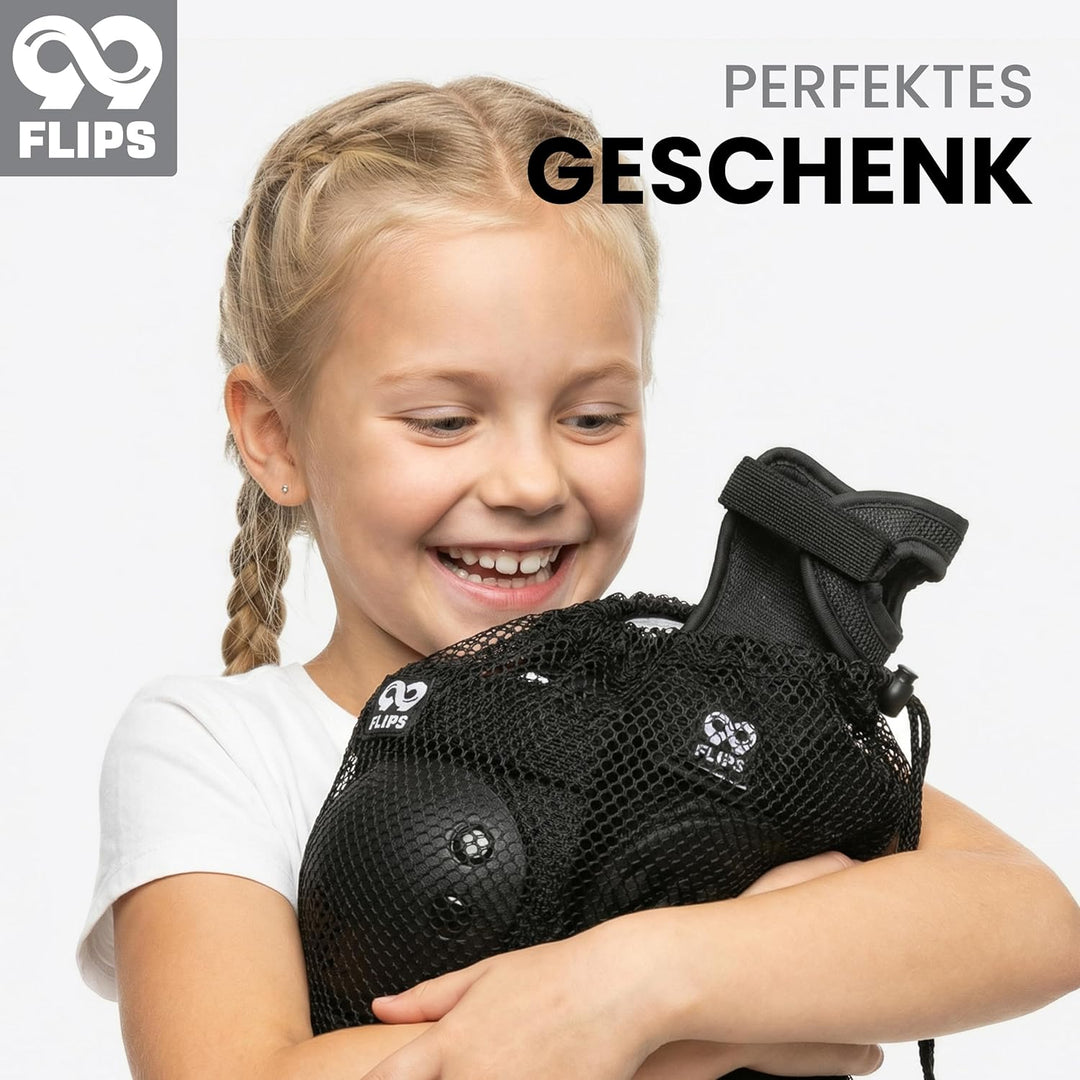 99FLIPS Schützer Inliner Kinder Set 3-12 Jahre [6er Set] mit Knieschoner, Ellenbogenschoner und Hand