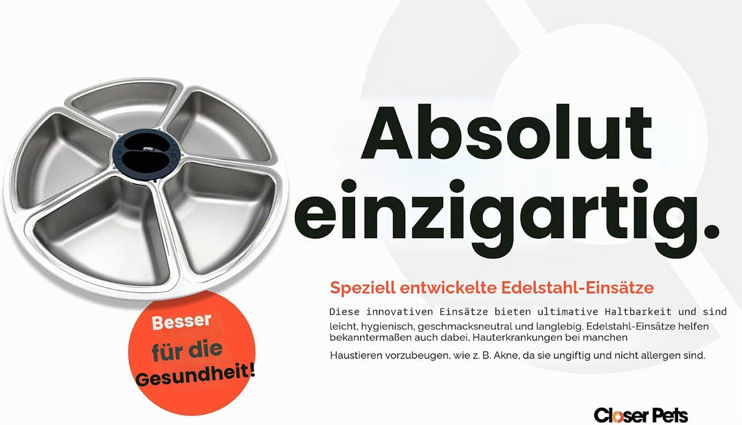 Cat Mate Edelstahl-Einsätze für 5 Mahlzeiten automatische Futterstation 5 Bowl Feeder Stainless Stee