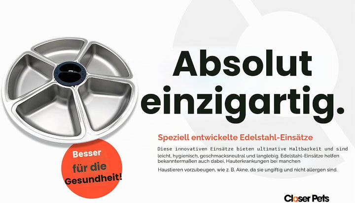 Cat Mate Edelstahl-Einsätze für 5 Mahlzeiten automatische Futterstation 5 Bowl Feeder Stainless Stee