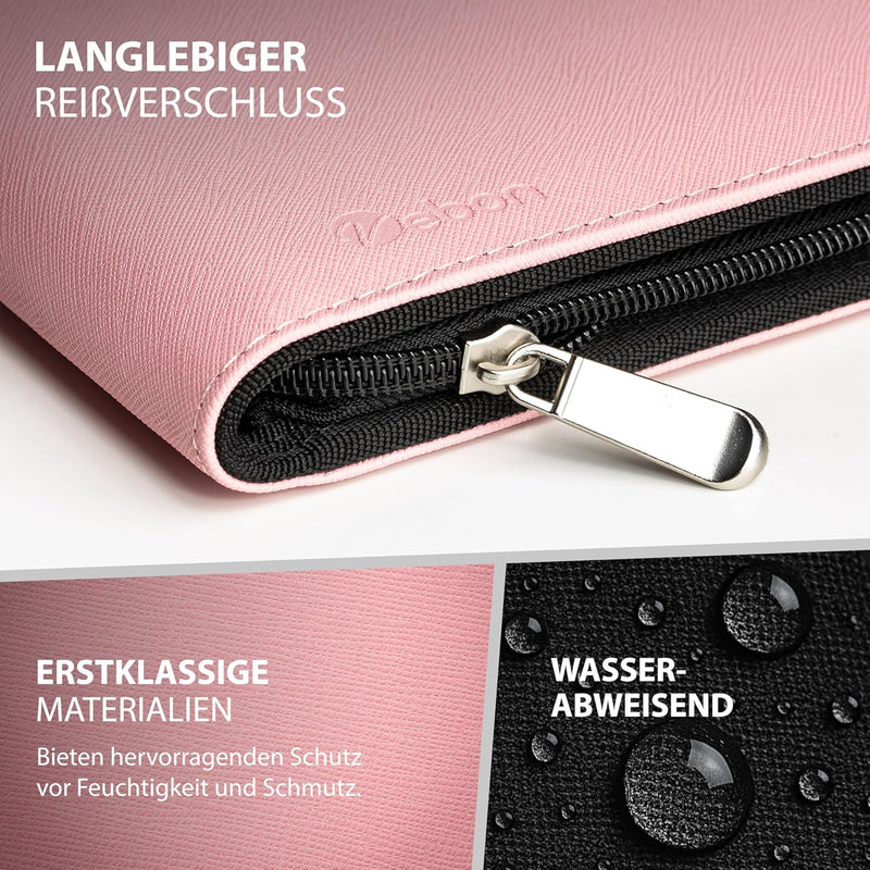 Vebon® Schreibmappe Ringbuch A4"Paris" I Reissverschluss + Klemmbrett I Konferenzmappe + Laptoptasch