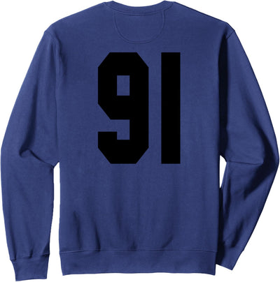 # 91 Team Sports Jersey Front & Back Number Player Fan Sweatshirt