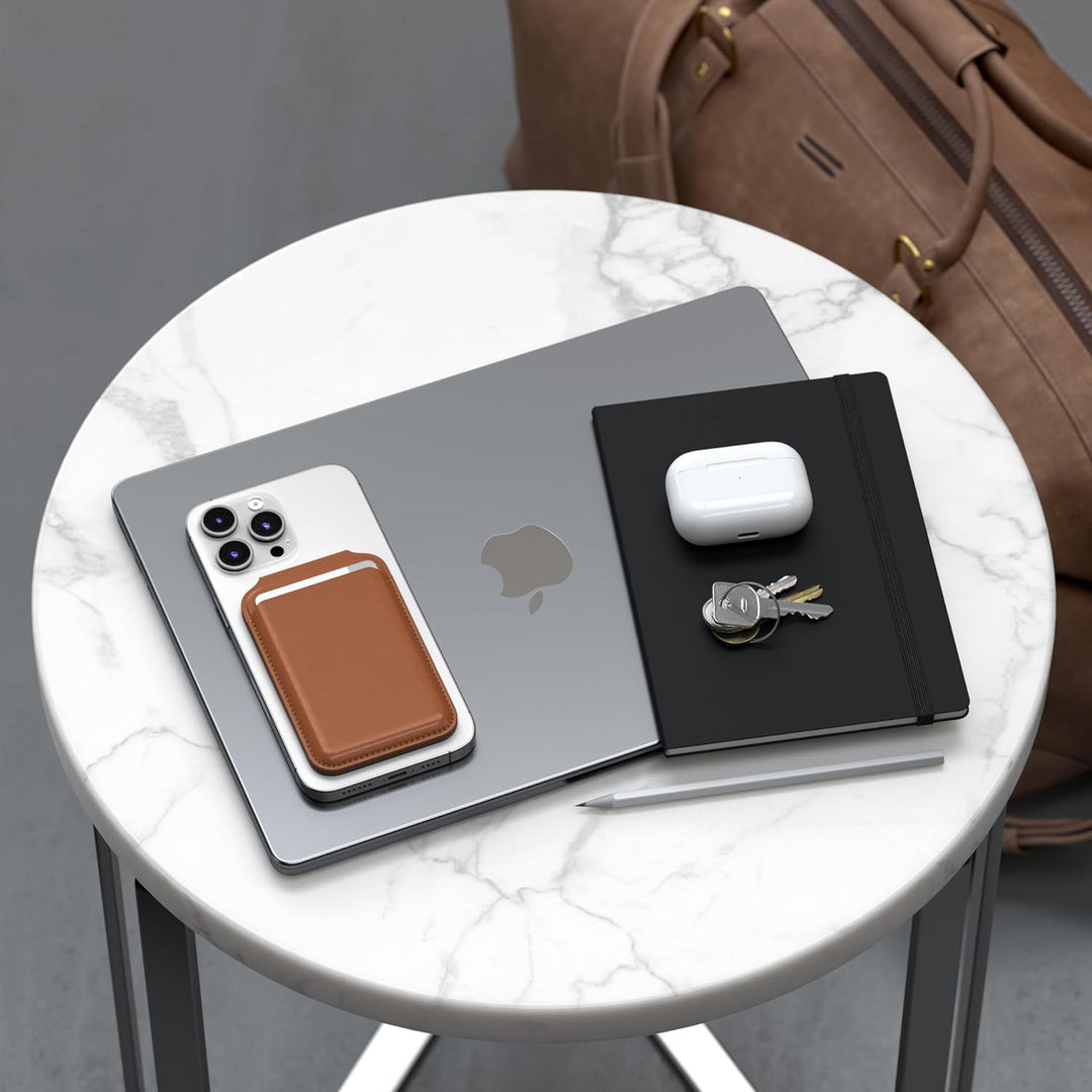SATECHI Magsafe Wallet und Double Flap Stand mit Magnetfunktion, iPhone Wallet mit 4 Kartenfächern,