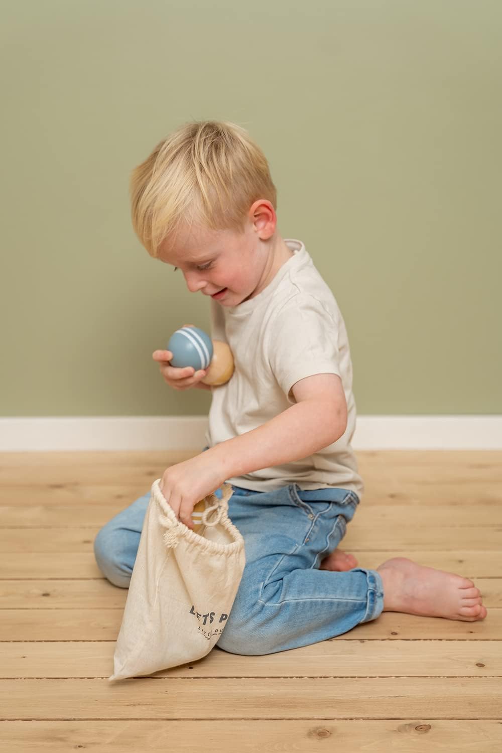 Little Dutch Holz Boule Spiel - Fördert die Entwicklung der Hand-Augen-Koordination - 6 grosse Kugel