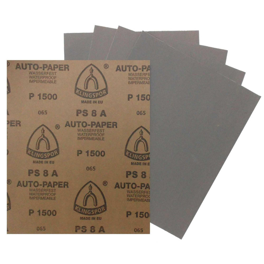 50 Blatt Klingspor PS8A Auto-Paper Nassschleifpapier | 230 x 280 mm | wasserfest (Korn 400)