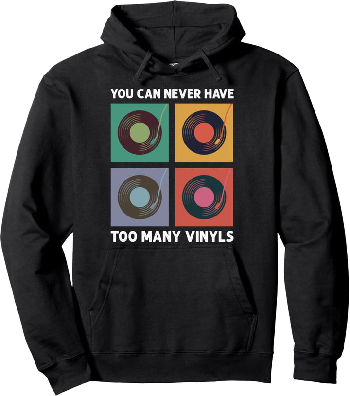Never To Many Vinyls DJ Deejay Musik Party Plattenspieler Techno Pullover Hoodie